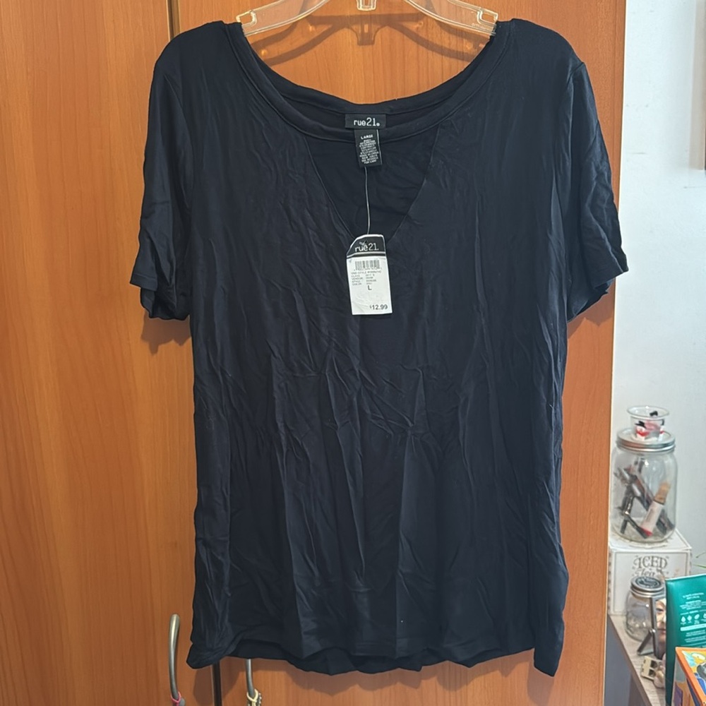 NEW Rue21 black t shirt with mesh v neck